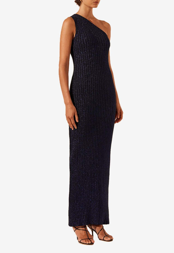 Shona Joy Livia One-Shoulder Lurex Knit Maxi Dress Blue 1244298NAVY