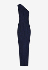 Shona Joy Livia One-Shoulder Lurex Knit Maxi Dress Blue 1244298NAVY