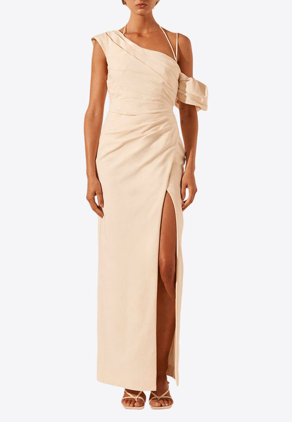 Shona Joy Lani Asymmetrical Maxi Dress White 1244402CREAM