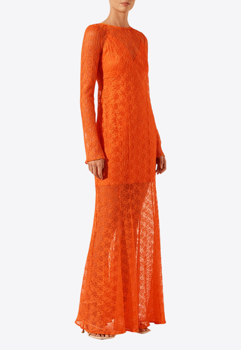 Shona Joy Sol Lace Low-Back Lace Maxi Dress Orange 1244454ORANGE