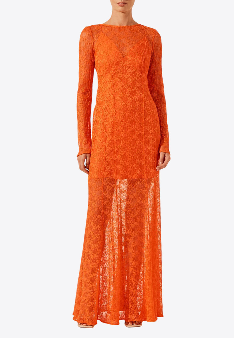 Shona Joy Sol Lace Low-Back Lace Maxi Dress Orange 1244454ORANGE