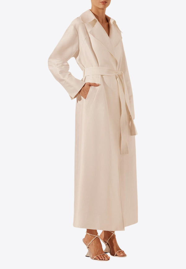 Shona Joy Thea Belted Long Trench Coat White 1244460WHITE