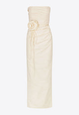 Shona Joy Lani Strapless Floral-Appliqué Maxi Dress White 1244510CREAM