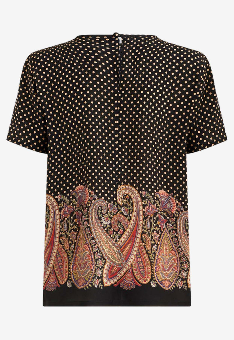 Etro Paisley Polka Dot Print T-shirt 12468-5277 0001 Multicolor