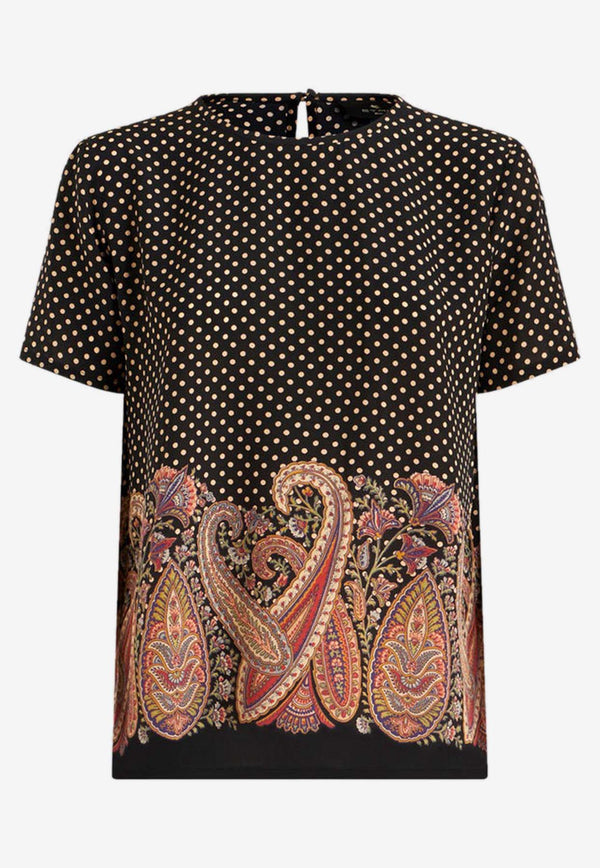 Etro Paisley Polka Dot Print T-shirt 12468-5277 0001 Multicolor