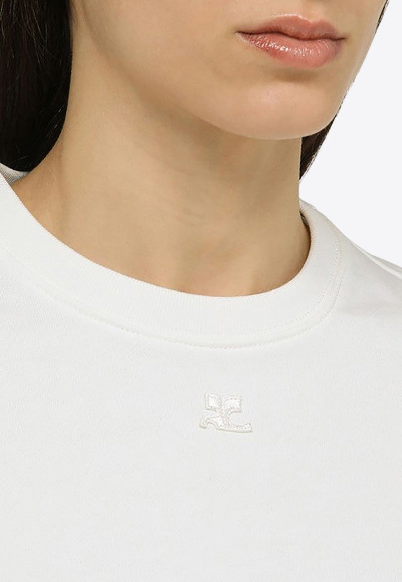 Courrèges Logo Patch Cropped Sweatshirt White 124JSW009JS0120/O_COURR-0001