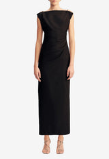 Shona Joy Otis Draped High Neck Midi Dress 1255119_BLACK