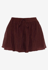 Shona Joy Anika Sheer Crinkled Mini Shorts 1255296_BROWN