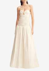 Shona Joy Lucero Silk Pleated Drop Waist Gown 1255457_WHITE