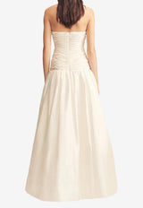 Shona Joy Lucero Silk Pleated Drop Waist Gown 1255457_WHITE