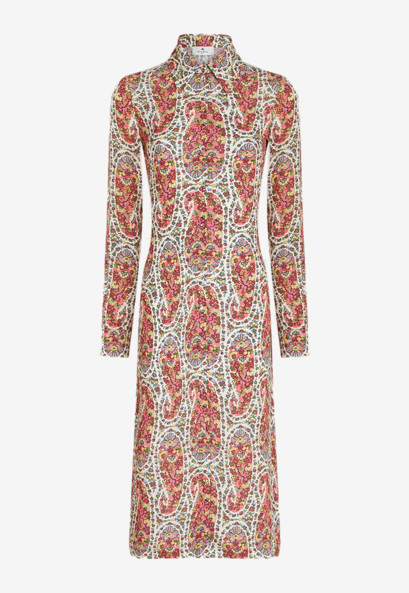 Etro Paisley Print Midi Shirt Dress 12568-5121 0990 Multicolor