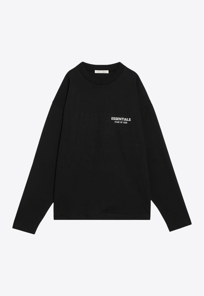 Fear Of God Essentials Logo Print Crewneck Sweatshirt Black 125AS254200F/R_FEARE-JB