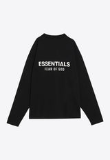 Fear Of God Essentials Logo Print Crewneck Sweatshirt Black 125AS254200F/R_FEARE-JB