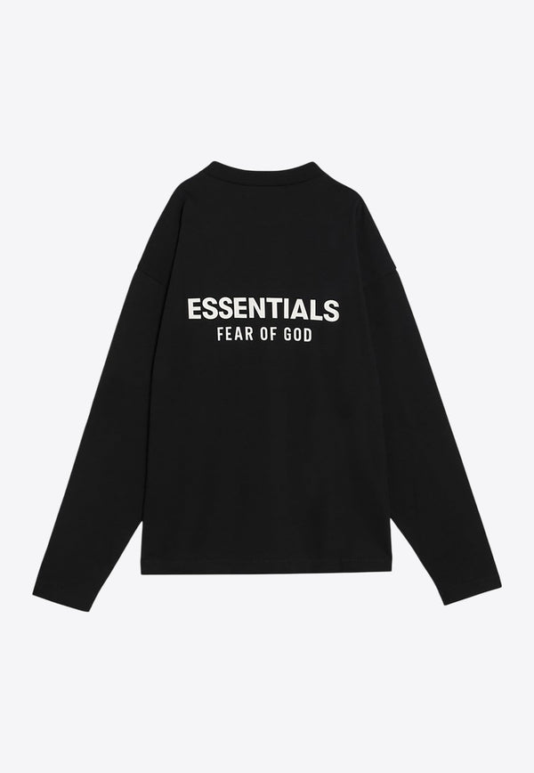 Fear Of God Essentials Logo Print Crewneck Sweatshirt Black 125AS254200F/R_FEARE-JB