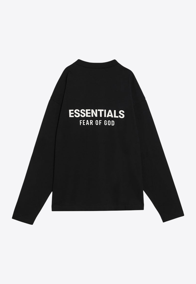 Fear Of God Essentials Logo Print Crewneck Sweatshirt Black 125AS254200F/R_FEARE-JB