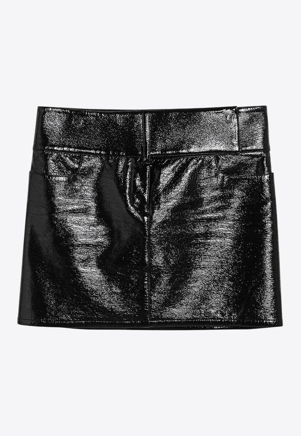 Courrèges Belted Vinyl Mini Skirt Black 125CJU218VY0014/Q_COURR-9999