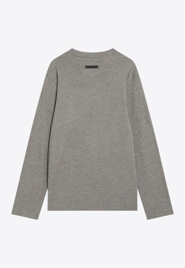 Fear Of God Essentials Logo Patch Long-Sleeved T-shirt Gray 125SP255883FW_FEARE-HH