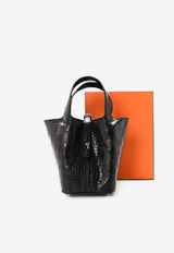 Picotin 18 in Black Matte Alligator Leather with Palladium Hardware
