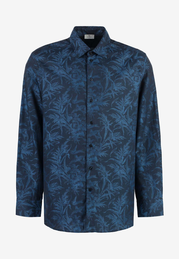 Etro Floral Jacquard Long-Sleeved Shirt 12908-3111 0200 Blue