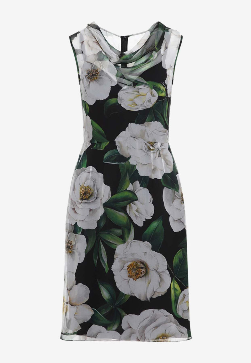 فستان قصير بنقشة زهور