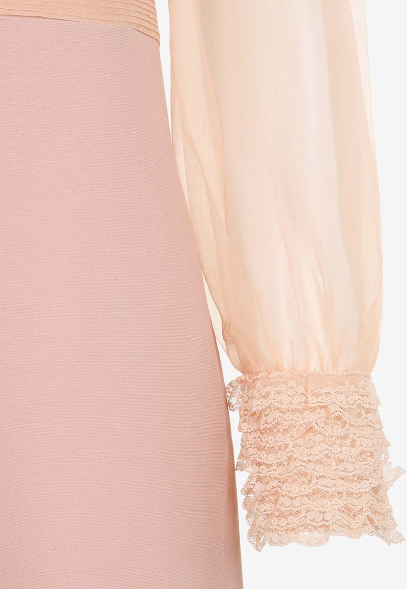 فستان قصير مطرز من الحرير