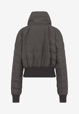 Cropped Down Jacket with Logo-Patch