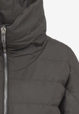 Cropped Down Jacket with Logo-Patch
