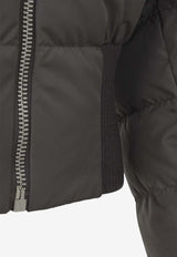 Cropped Down Jacket with Logo-Patch