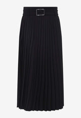 Panteon Belted Plisse Midi Skirt