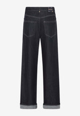 Chiara Straight-Leg Turn-Up Jeans