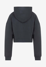 Logo Embroidered Cropped Zip-Up Hoodie