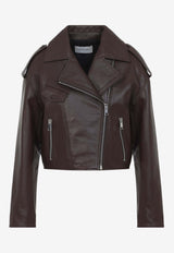 Cropped Leather Biker Jacket