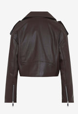 Cropped Leather Biker Jacket