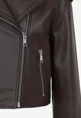 Cropped Leather Biker Jacket