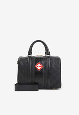 Mini Weekender Embossed Monogram Top Handle Bag