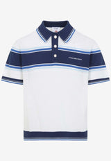Striped Mesh Polo T-shirt