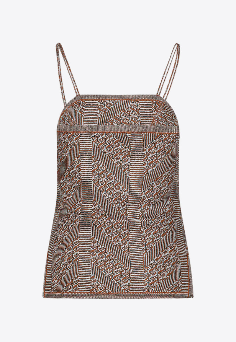 توب محبوك بنمط متعرج بلا أكمام