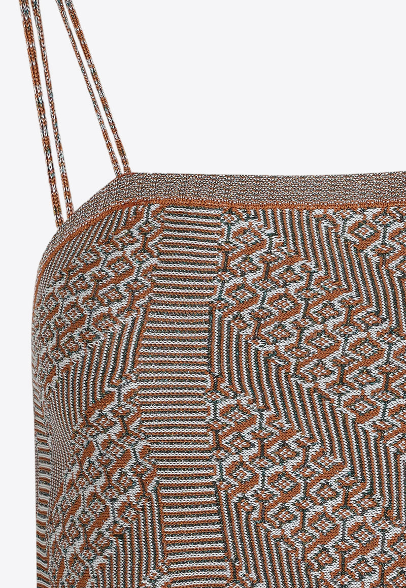 توب محبوك بنمط متعرج بلا أكمام