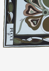 Orchidee Print Silk Carre Scarf