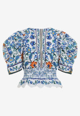 Floral Print Cropped Blouse