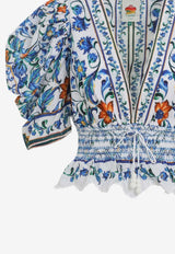 Floral Print Cropped Blouse