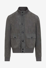 Stand-Up Collar Leather Bomber Jacket