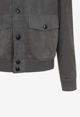Stand-Up Collar Leather Bomber Jacket
