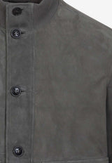 Stand-Up Collar Leather Bomber Jacket