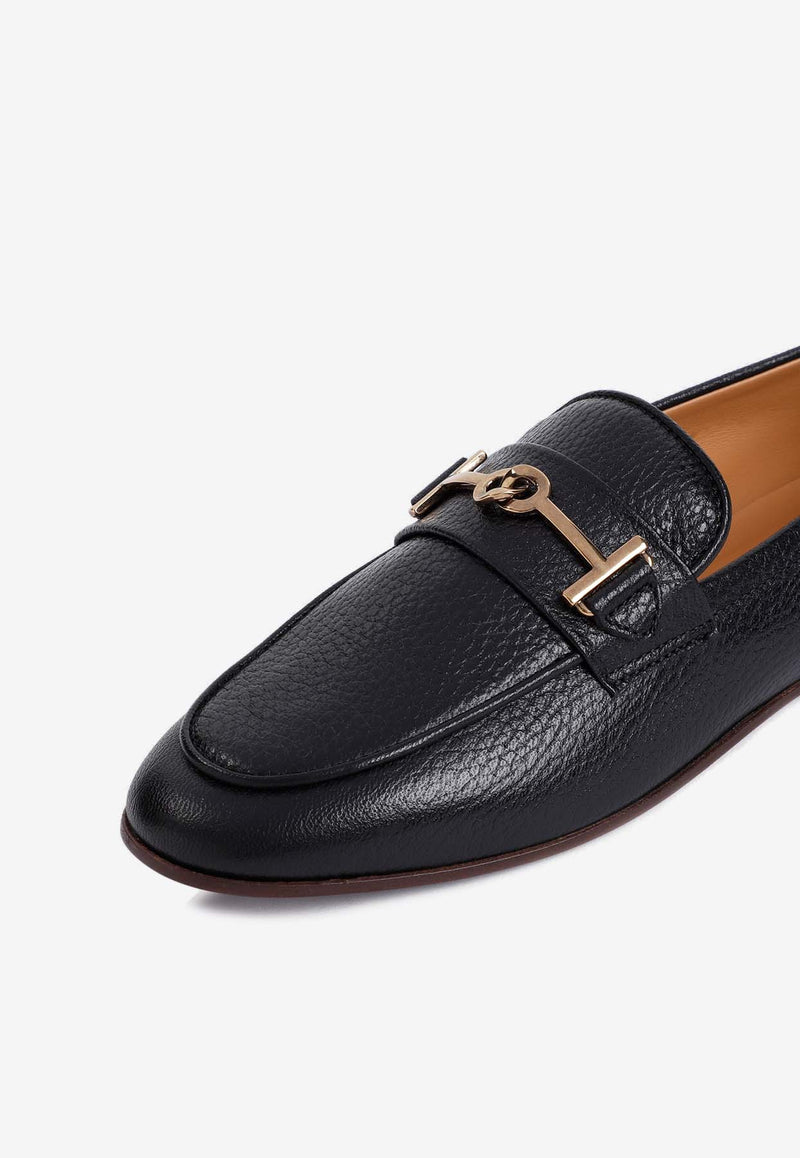 Double T Ring Grained Leather Loafers