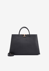 Medium T Timeless Grained Leather Top Handle Bag