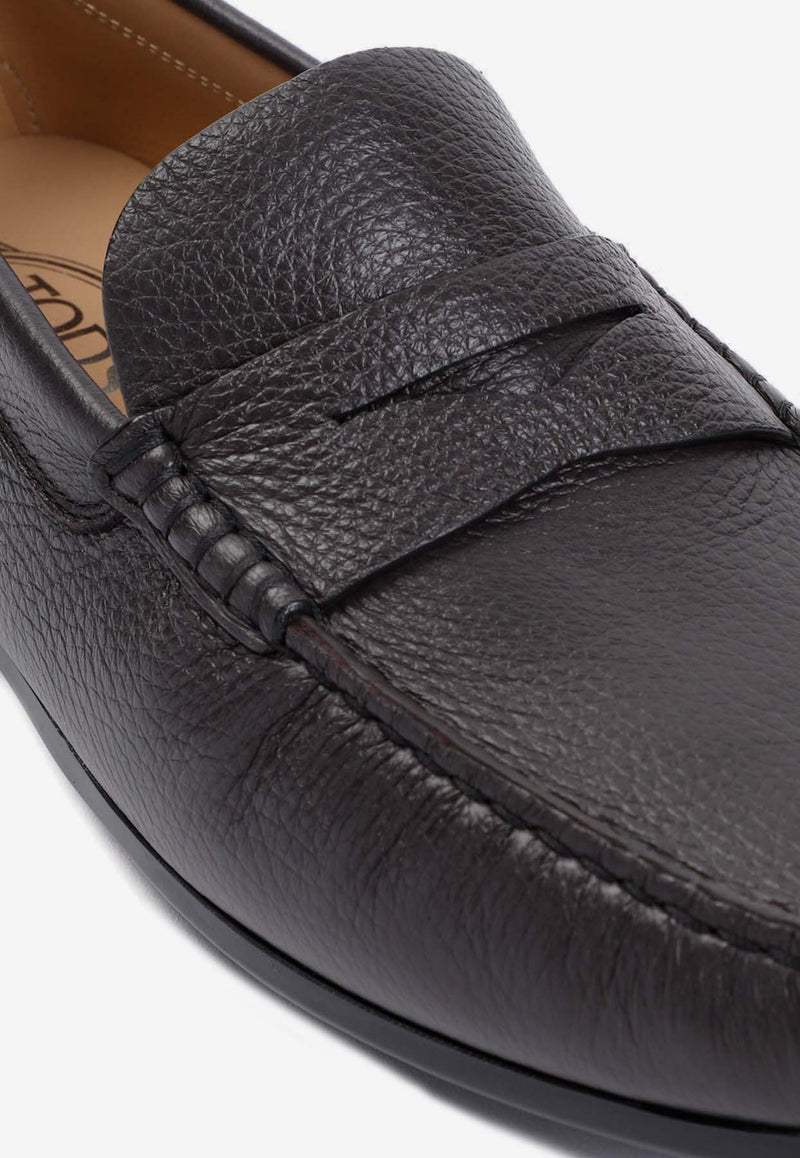 Grained Leather Penny Loafers