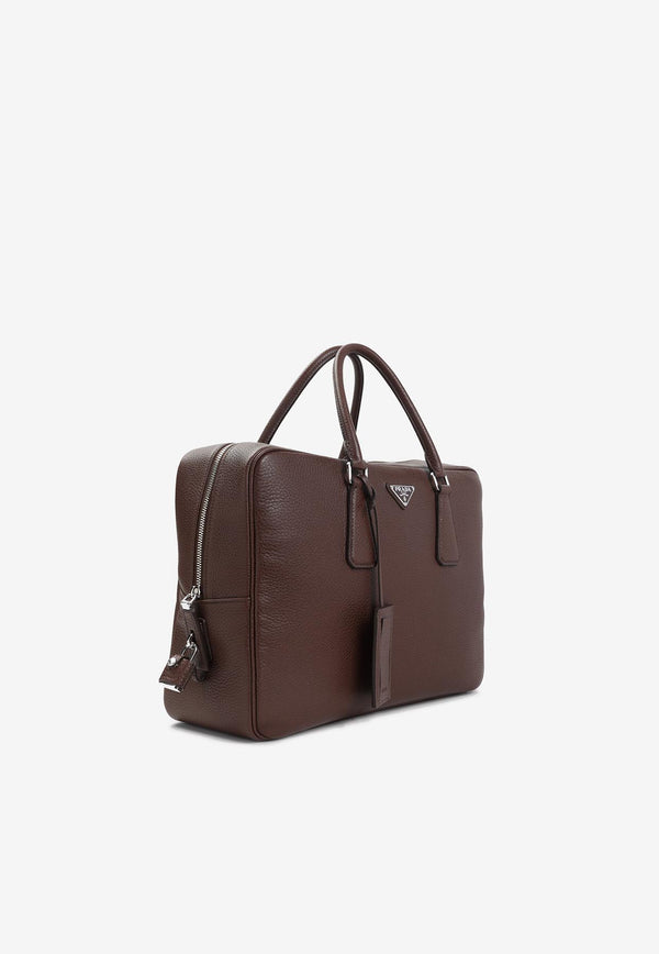 Triangle Logo Leather Briefcase