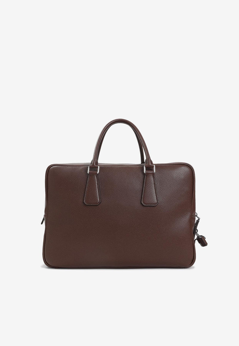 Triangle Logo Leather Briefcase