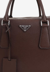 Triangle Logo Leather Briefcase